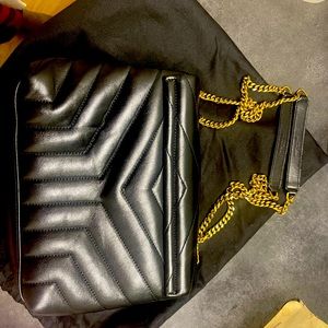 Black leather cross body YsL bag
